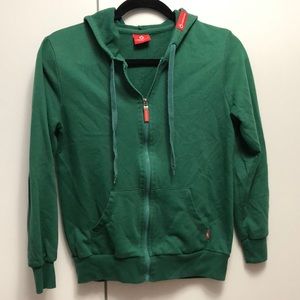 Green Zipped Hooded Sweater